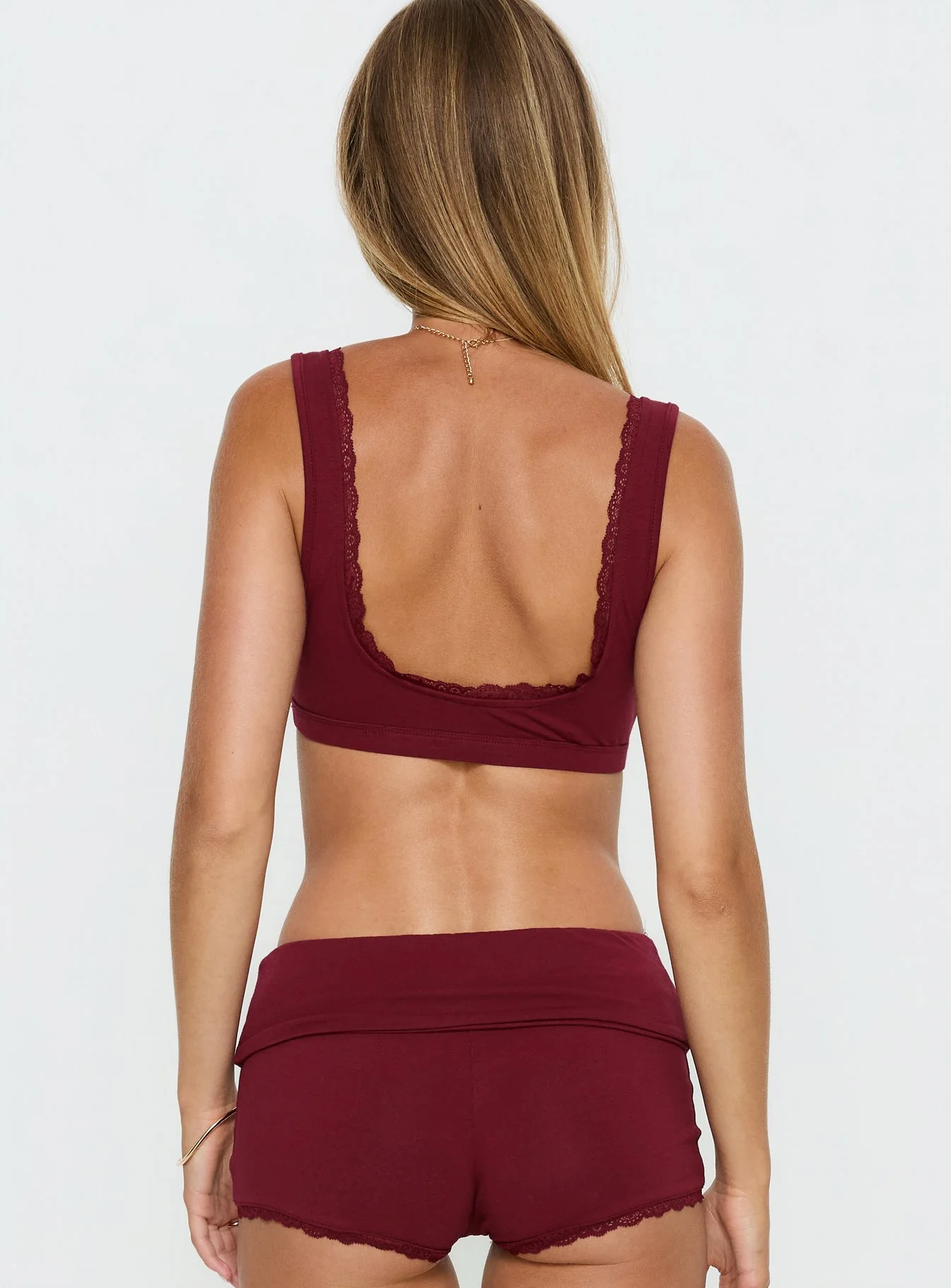 Flissie Plunge Lace Bralette Burgundy