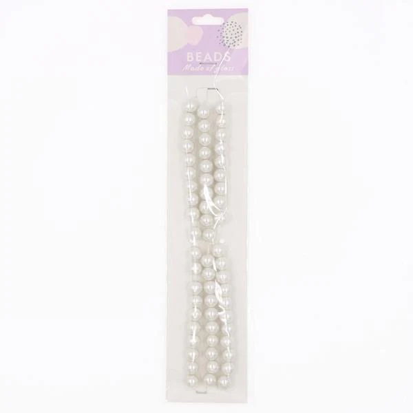 Sullivans Glass Pearls Bead, 25g Ivory- 8mm