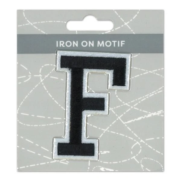 Sullivans Iron On Motif, Black F- 75mm