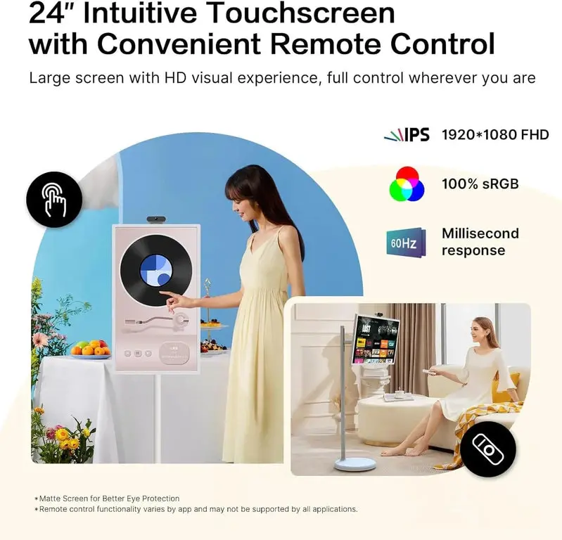 32-calowy przenośny telewizor z systemem Android – zwijany inteligentny ekran o rozdzielczości 1080p, obrotowy ekran dotykowy i pamięć masowa 128 GB