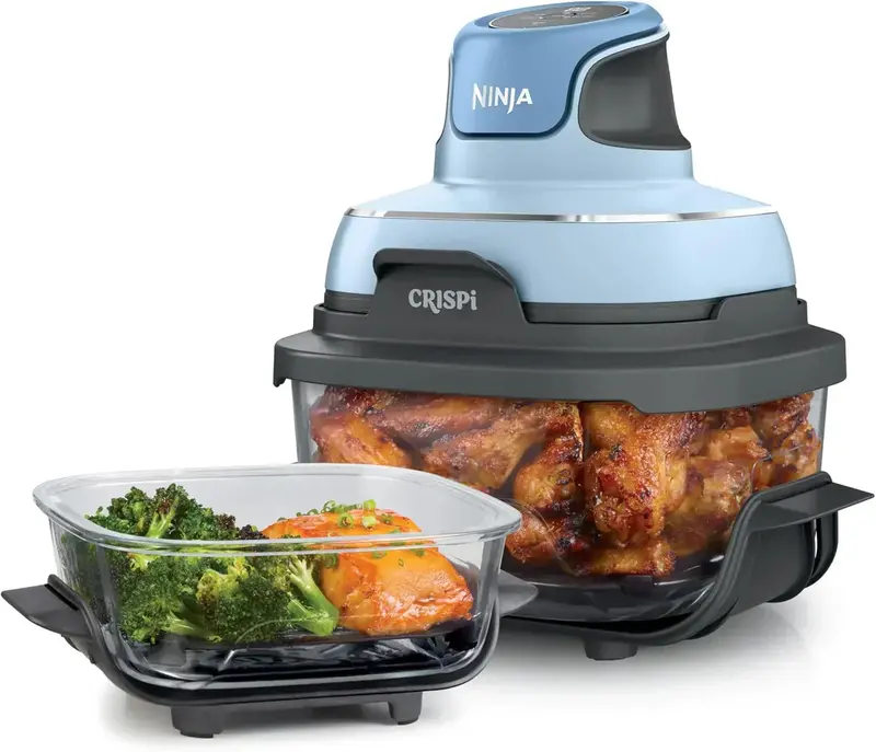 Ninja Crispi 4 w 1 Szklana frytkownica powietrzna – 4 QT System gotowania TempWare z wielofunkcyjnymi możliwościami