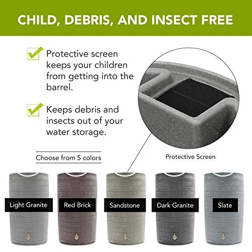 Good Ideas IMP - D50 - DAR Impressions Downton Rain Saver Rain Barrel, 50 Gallon, Dark Granite