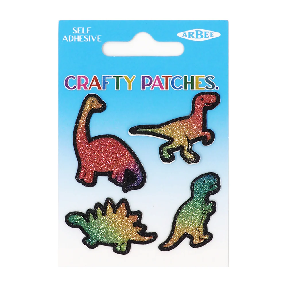 Arbee Crafty Patch, Rainbow Glitter Dinosaurs- 4pc