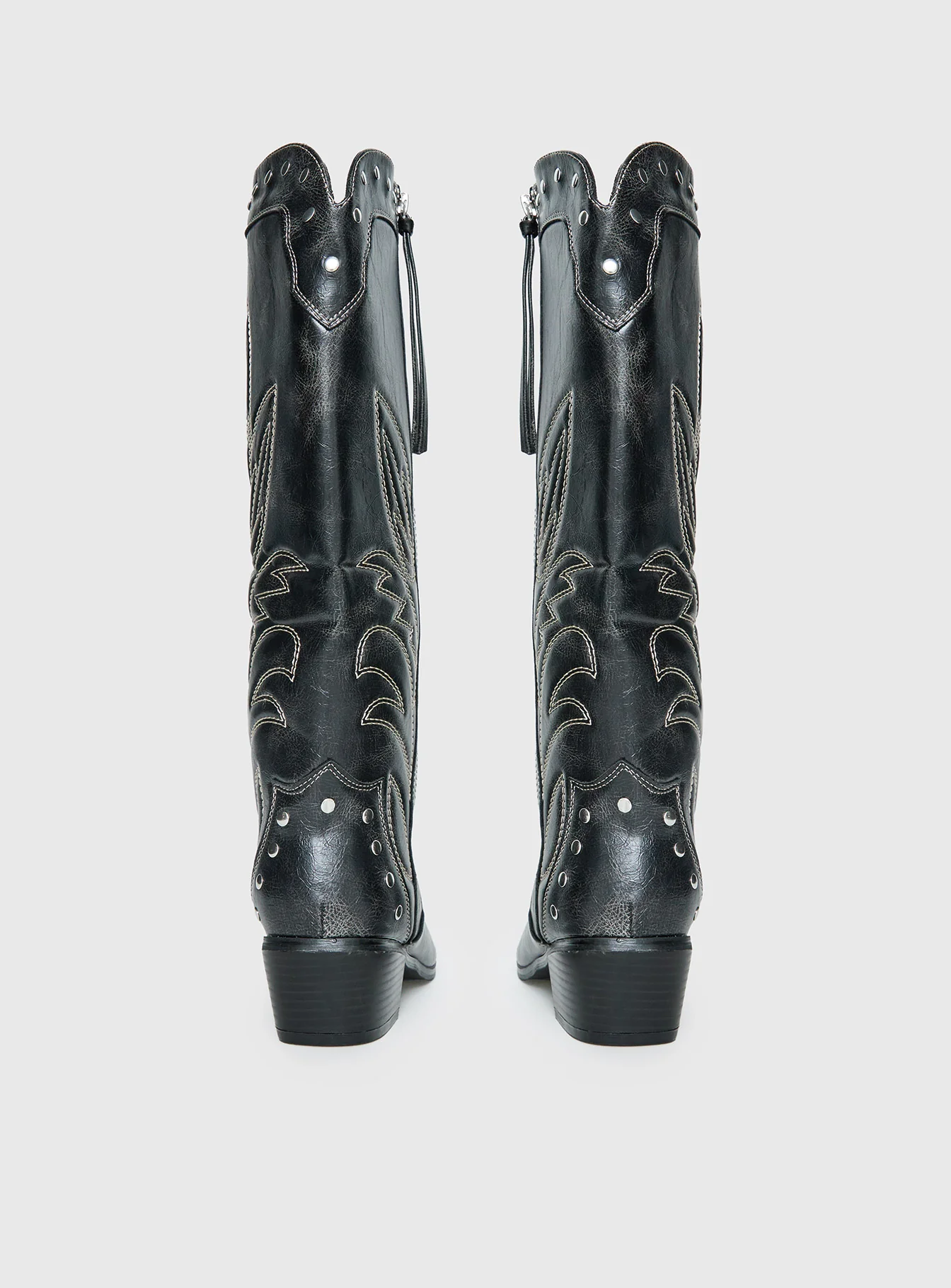 Austin Distressed Cowboy Boots Black