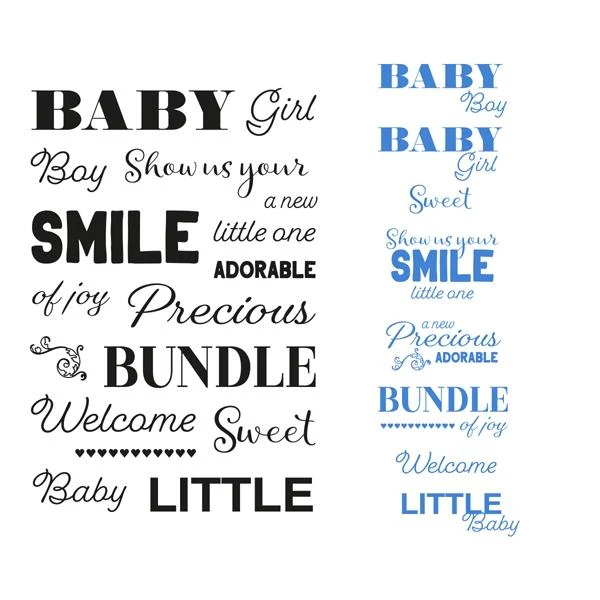 Sentiment Stamp Set, Bundle of Joy- 17pc