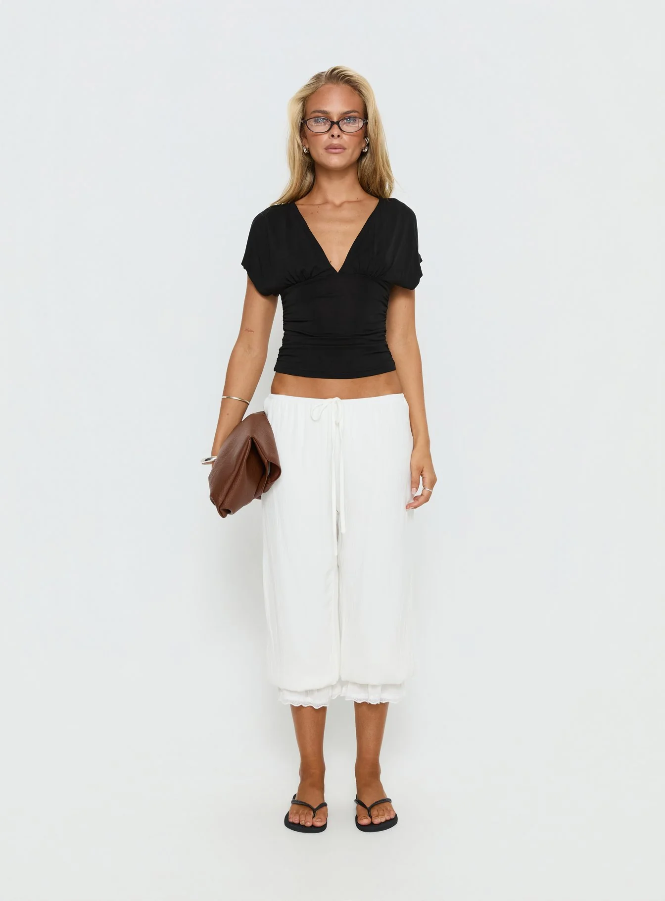 Basma Bloomer Trouser Pants Rayon White