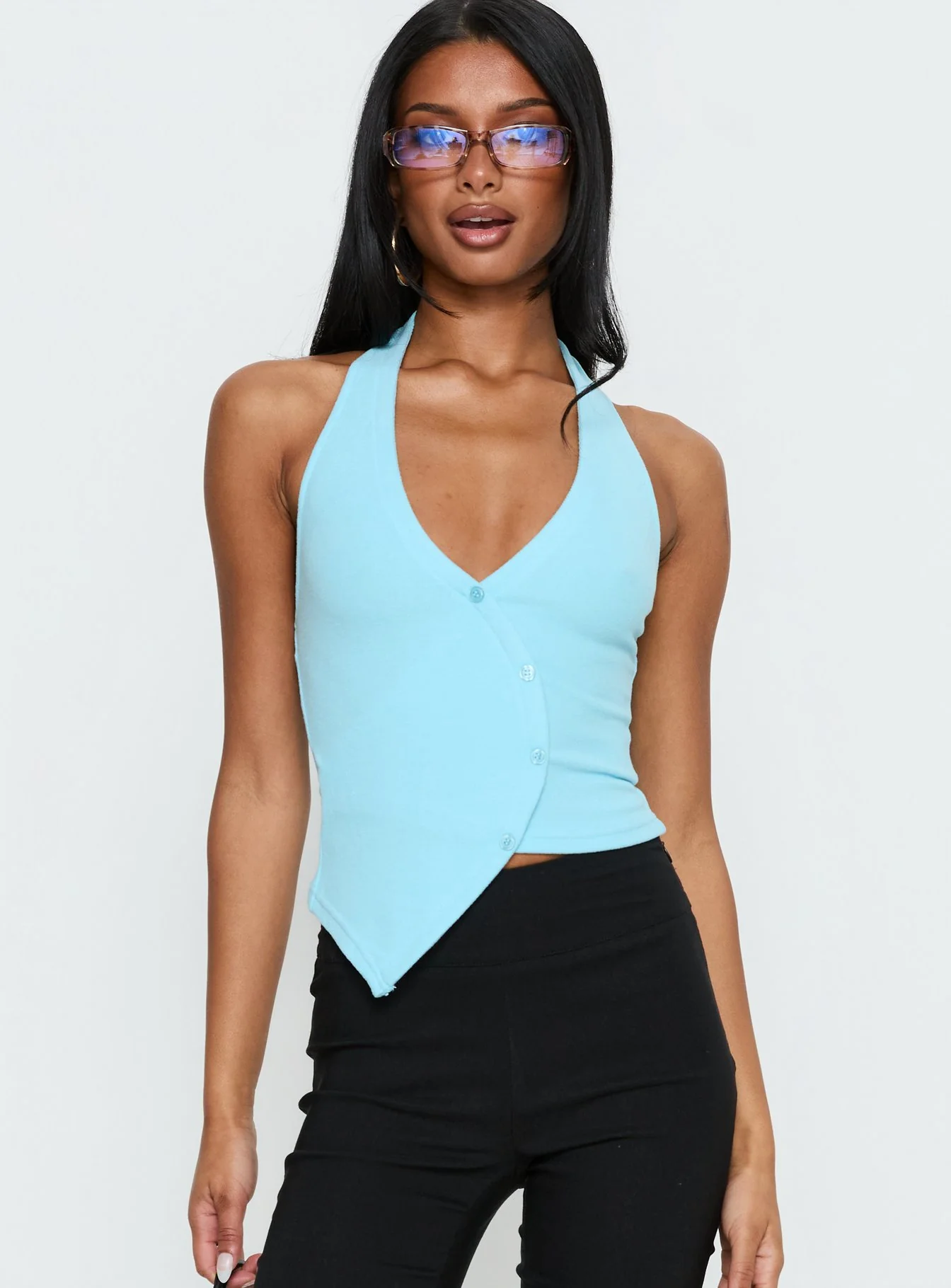 Avrilla Wrap Knit Top Blue