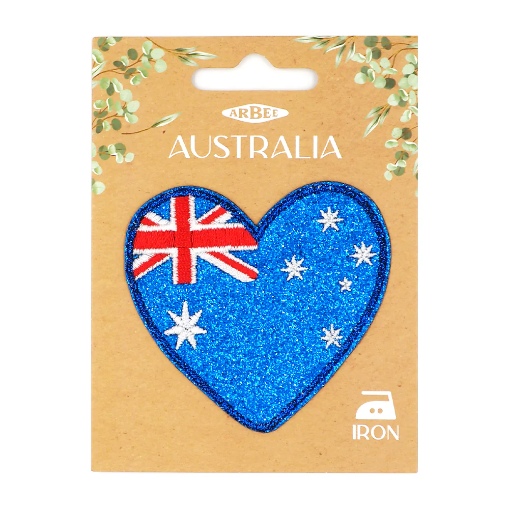 Arbee Crafty Patch, Australia Heart Glitter Flag- 1pc