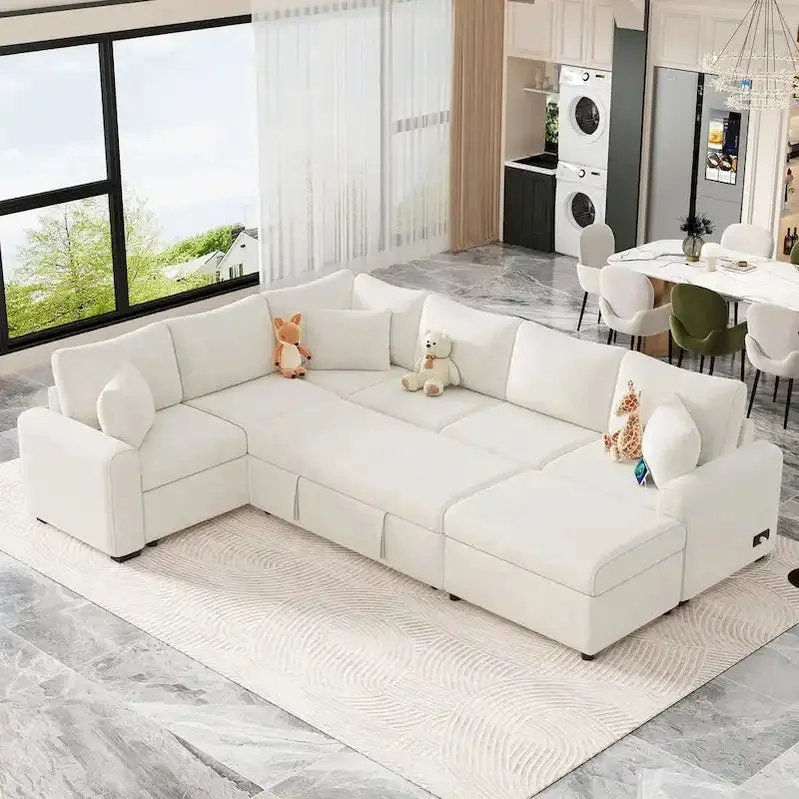 Narożnik modułowy z rozkładanym łóżkiem – rozkładana sofa do małych pomieszczeń