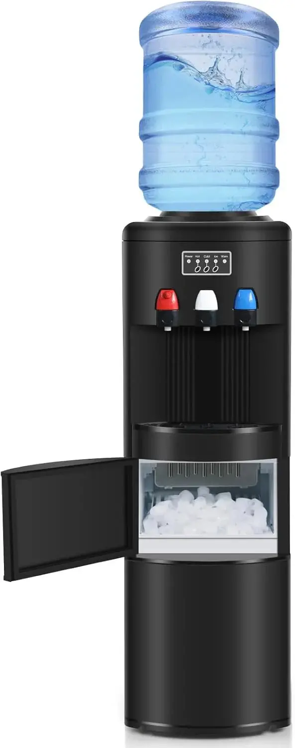 Dystrybutor wody ICEPURE 3 w 1 – dystrybutor wody zimnej i ciepłej z wbudowaną kostkarką do lodu, ładowany od góry, z blokadą przed dziećmi, wydajność 12 kg/24 godziny