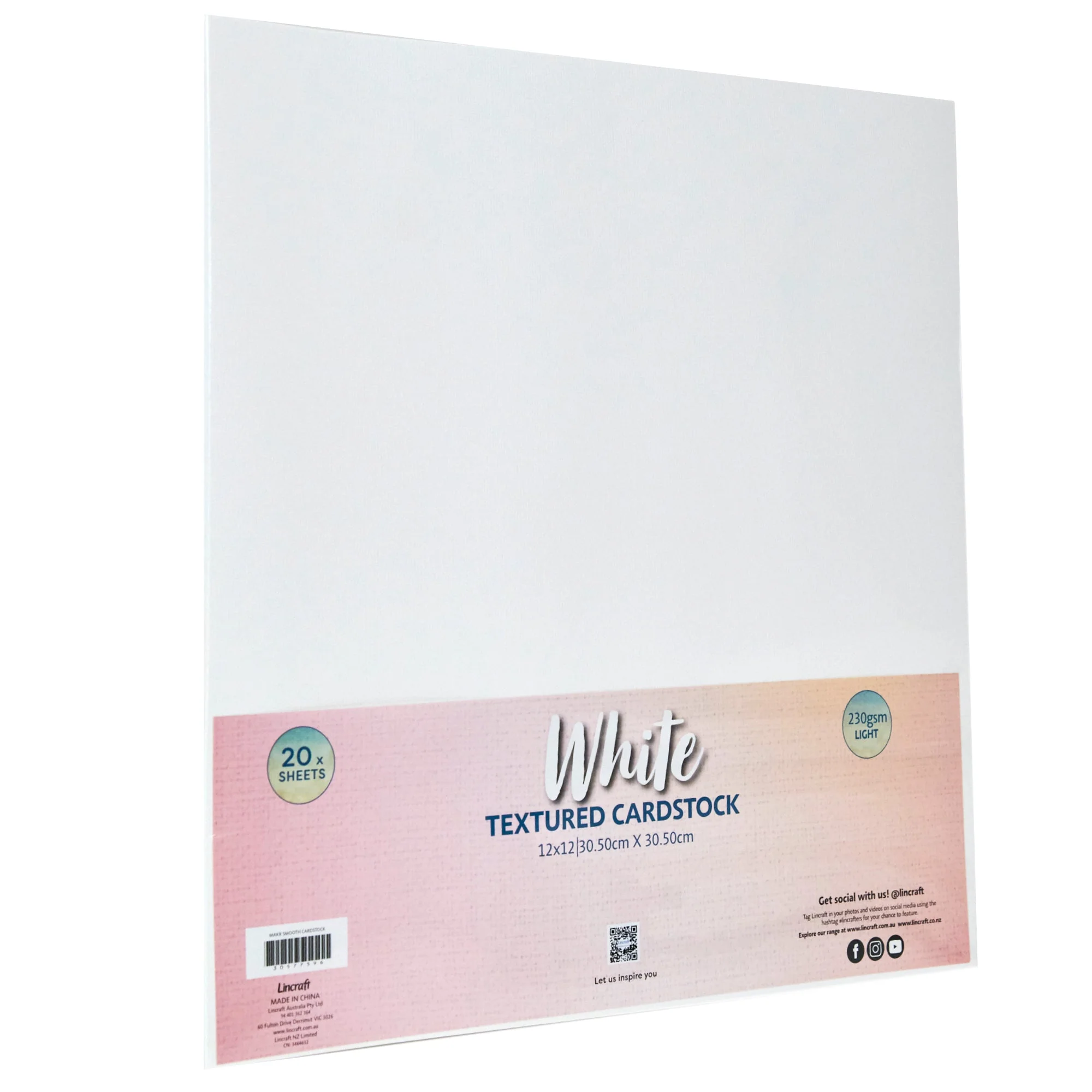 Makr Textured Lightweight Cardstock, White- 12x12in