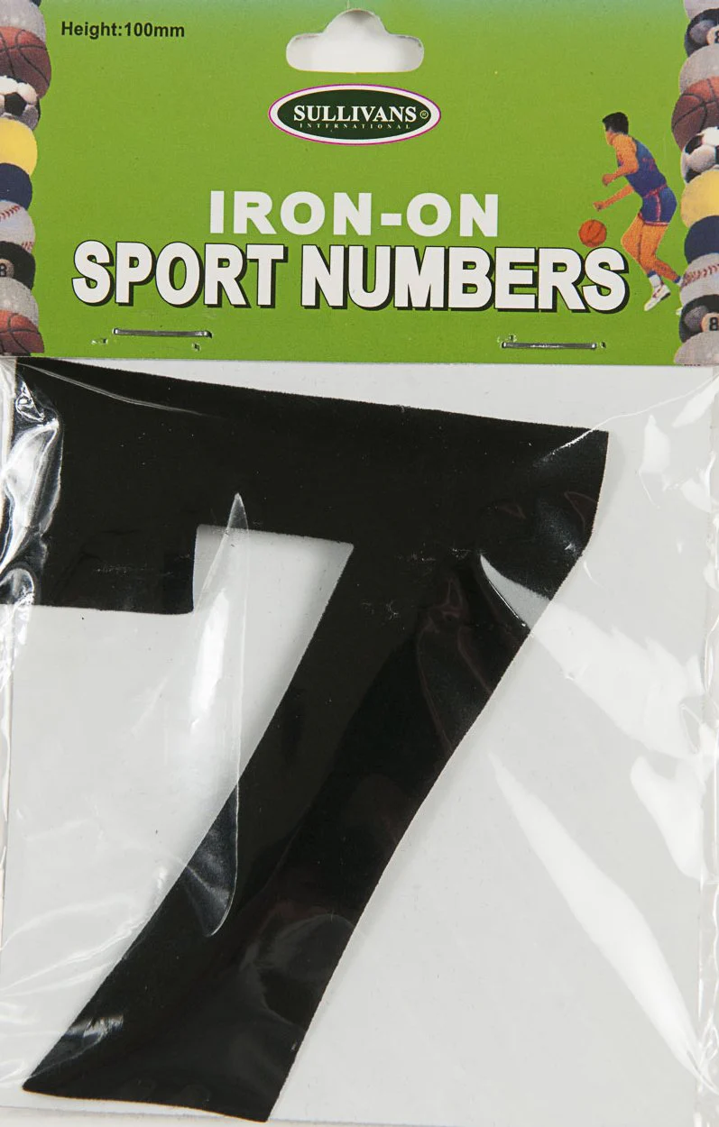 Sullivans Iron On Number 7, Black- 10cm