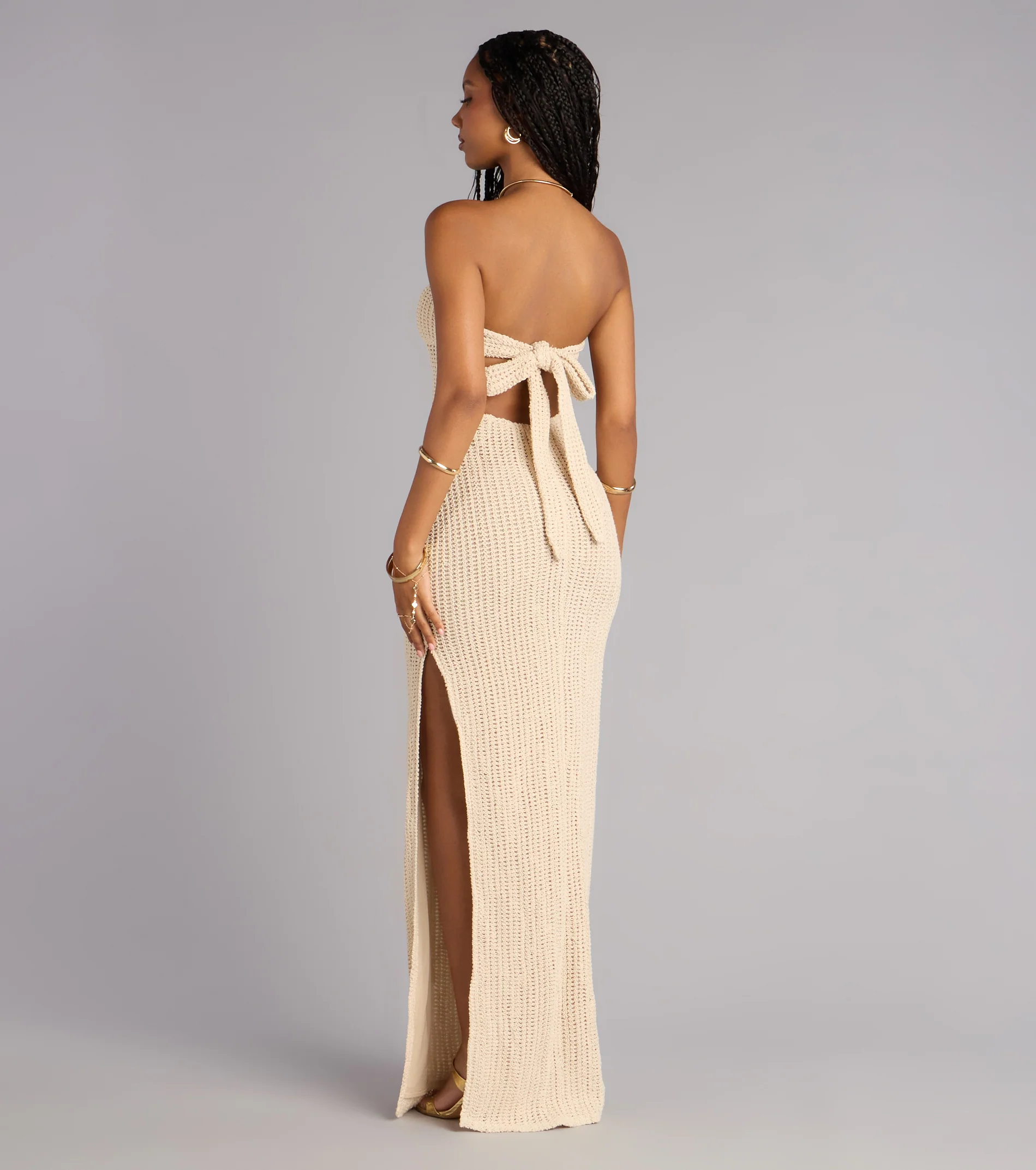 Catrina Crochet Slit Formal Dress