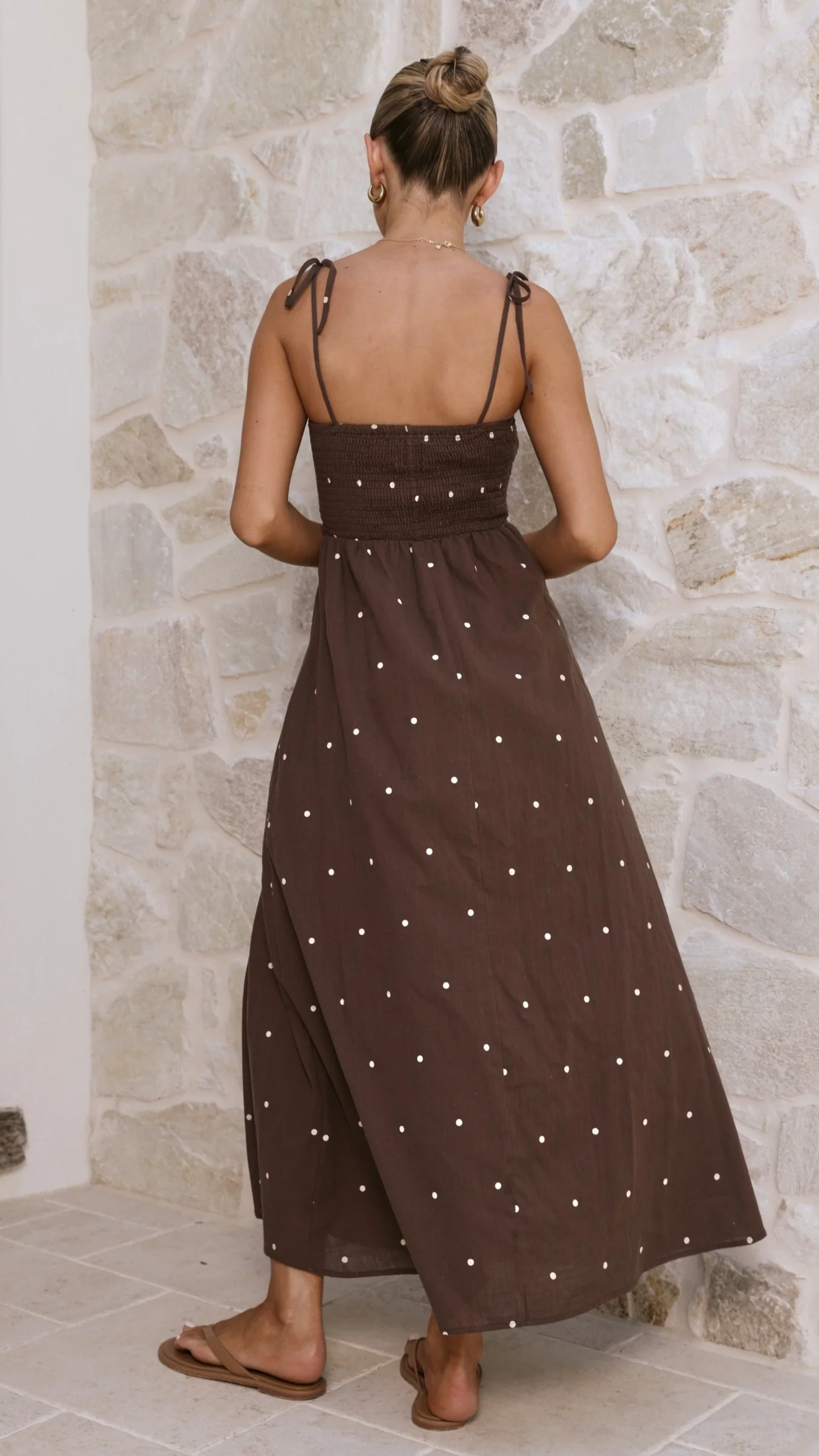 Tammy Maxi Dress - Chocolate Polka