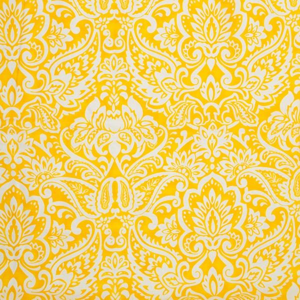 Cotton Duck Fabric, Paisley Yellow- Width 140cm