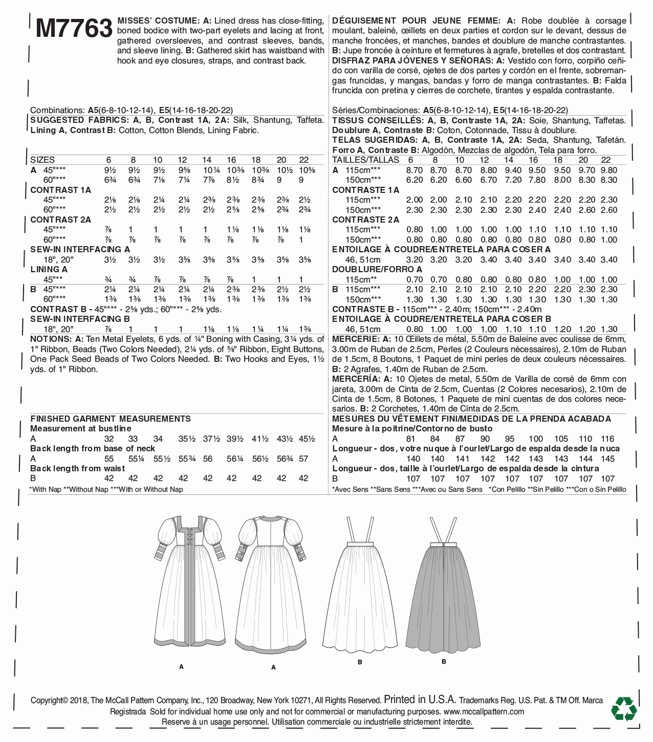 McCall's Pattern M7763 Misses' Dress and Skirt