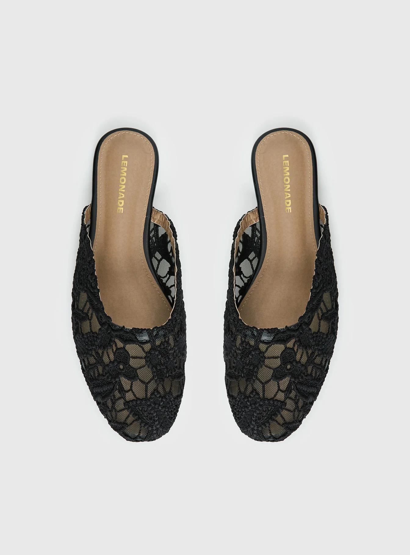 Gretta Lace Slip On Flats Black