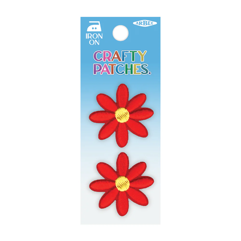 Arbee Crafty Patch, Red Daisies- 2pcs