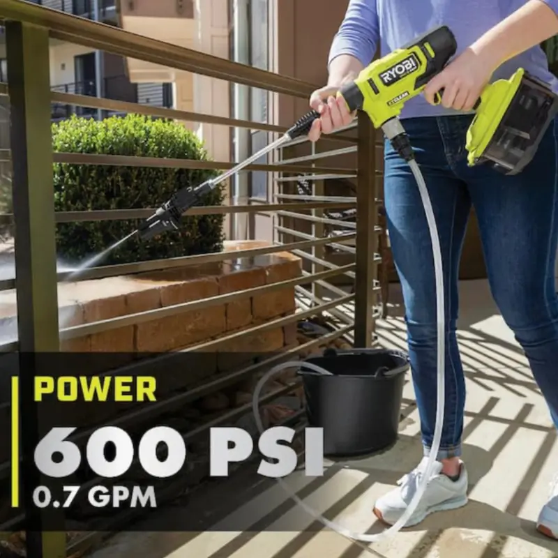 Myjka ciśnieniowa Ryobi ONE+ HP 18 V bezprzewodowa – 600 PSI, 0,7 GPM, wąż ssący 6 metrów