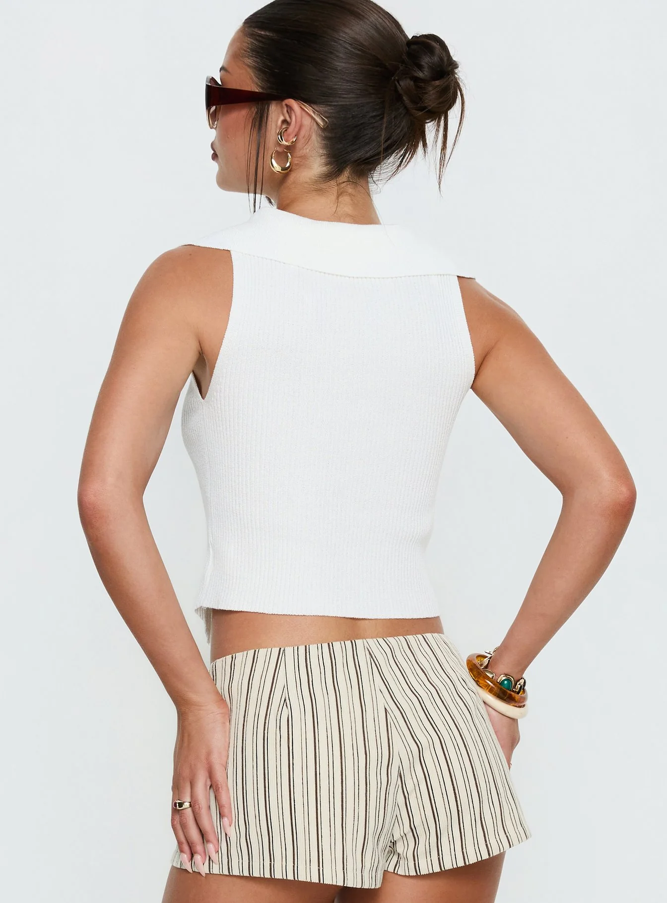 Ozella Collared Button Up Top Cream