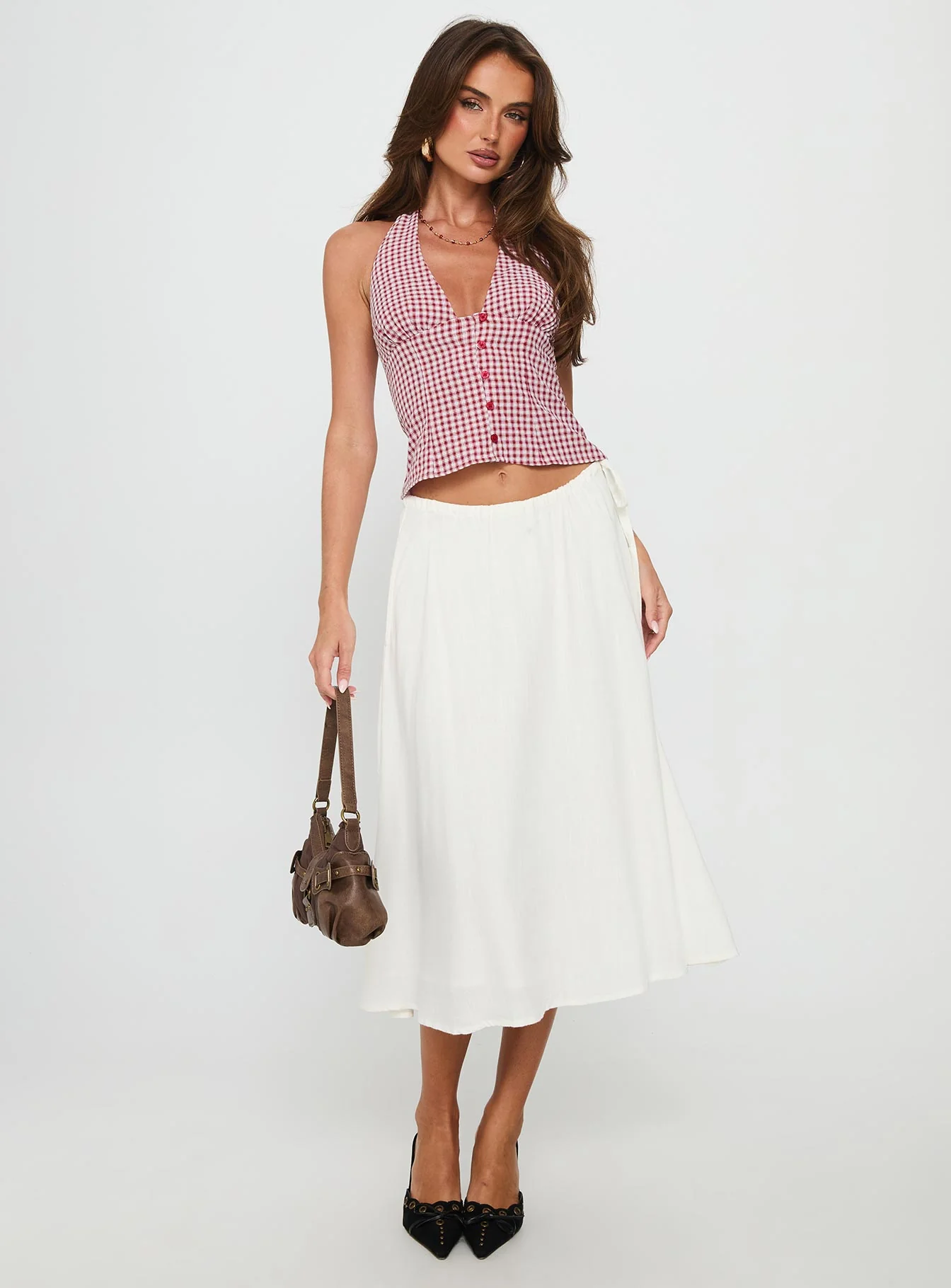 Isolda Halter Top Red Check