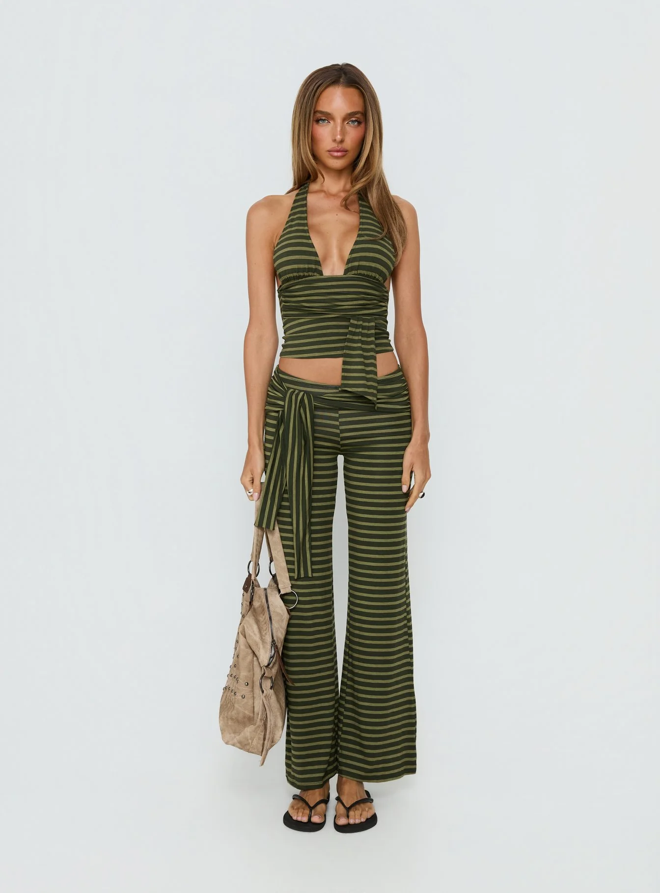 Aprilla Halter Top Green Stripe