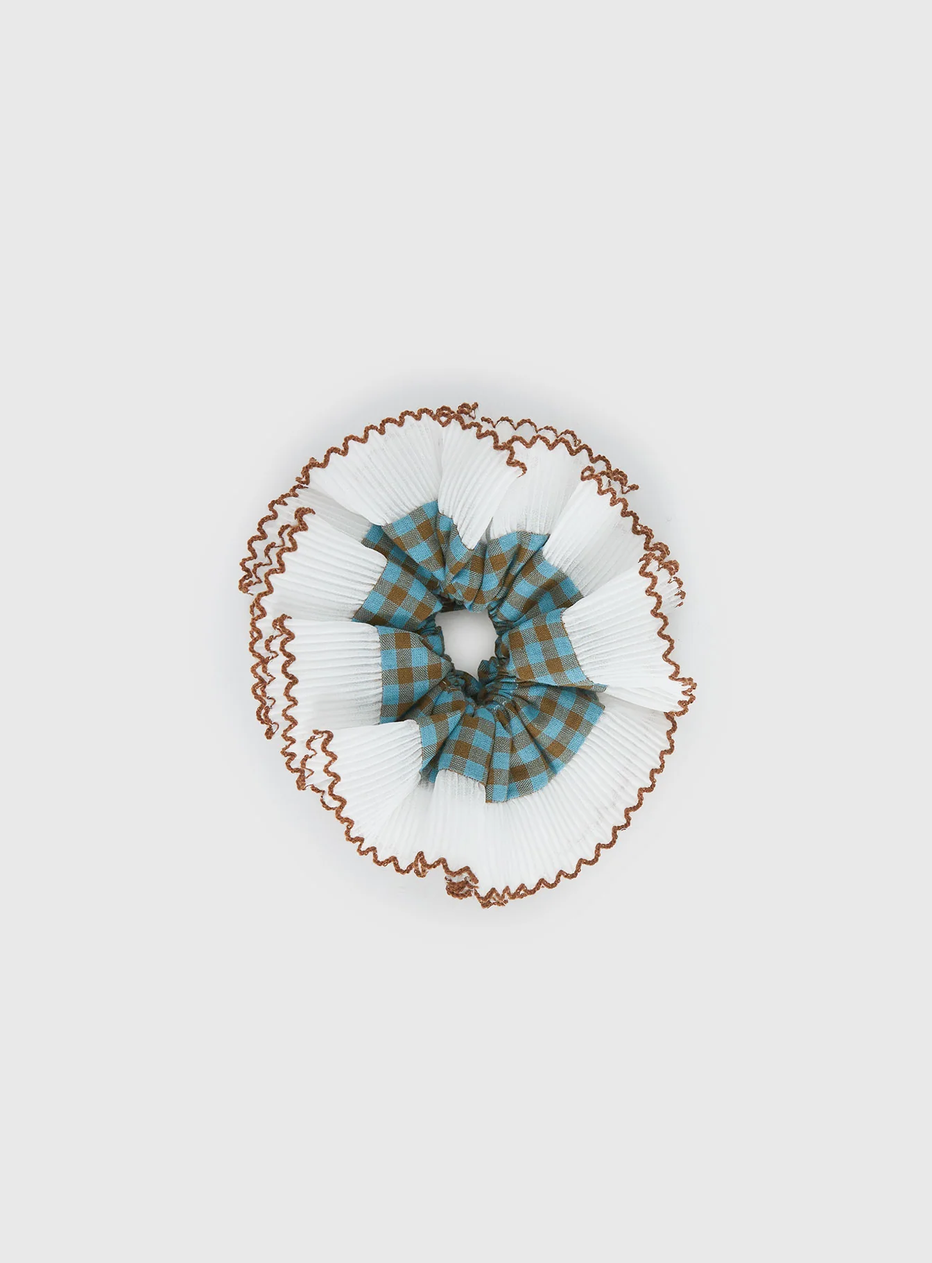 Fancy That Textured Scrunchie Blue Check