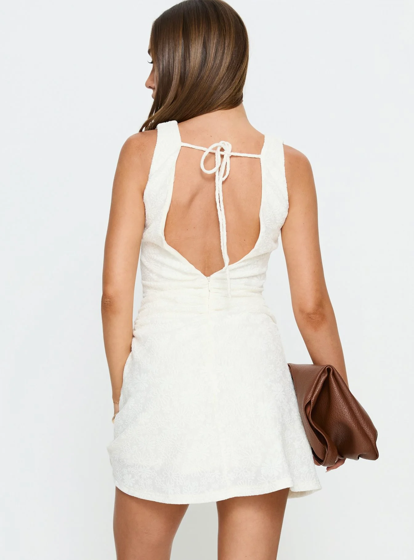 Falling Stars Ruched Mini dress Cream