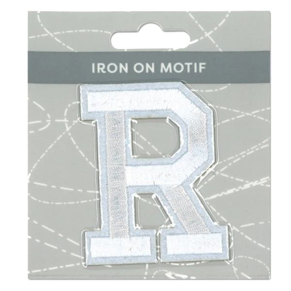 Sullivans Iron On Motif, White R- 75mm