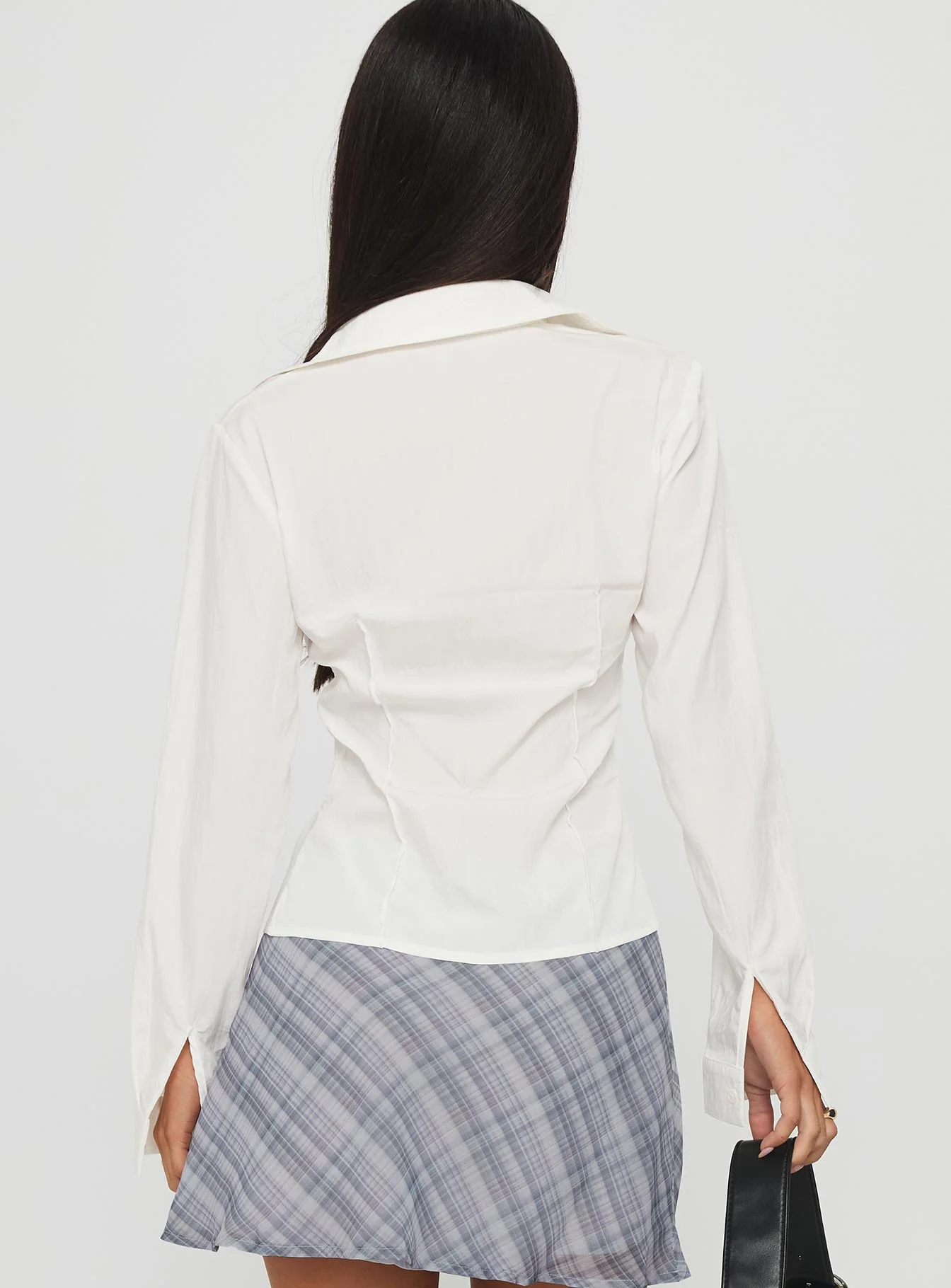 Compromise Long Sleeve Button Up Top White