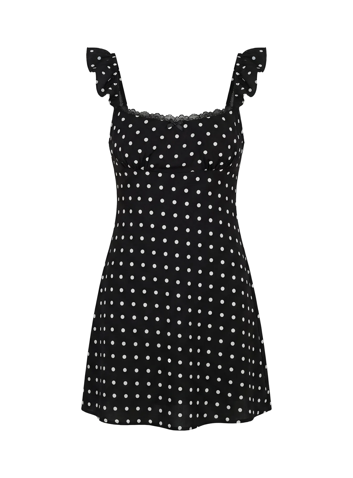 Beacall Mini Dress Black Polka Dot