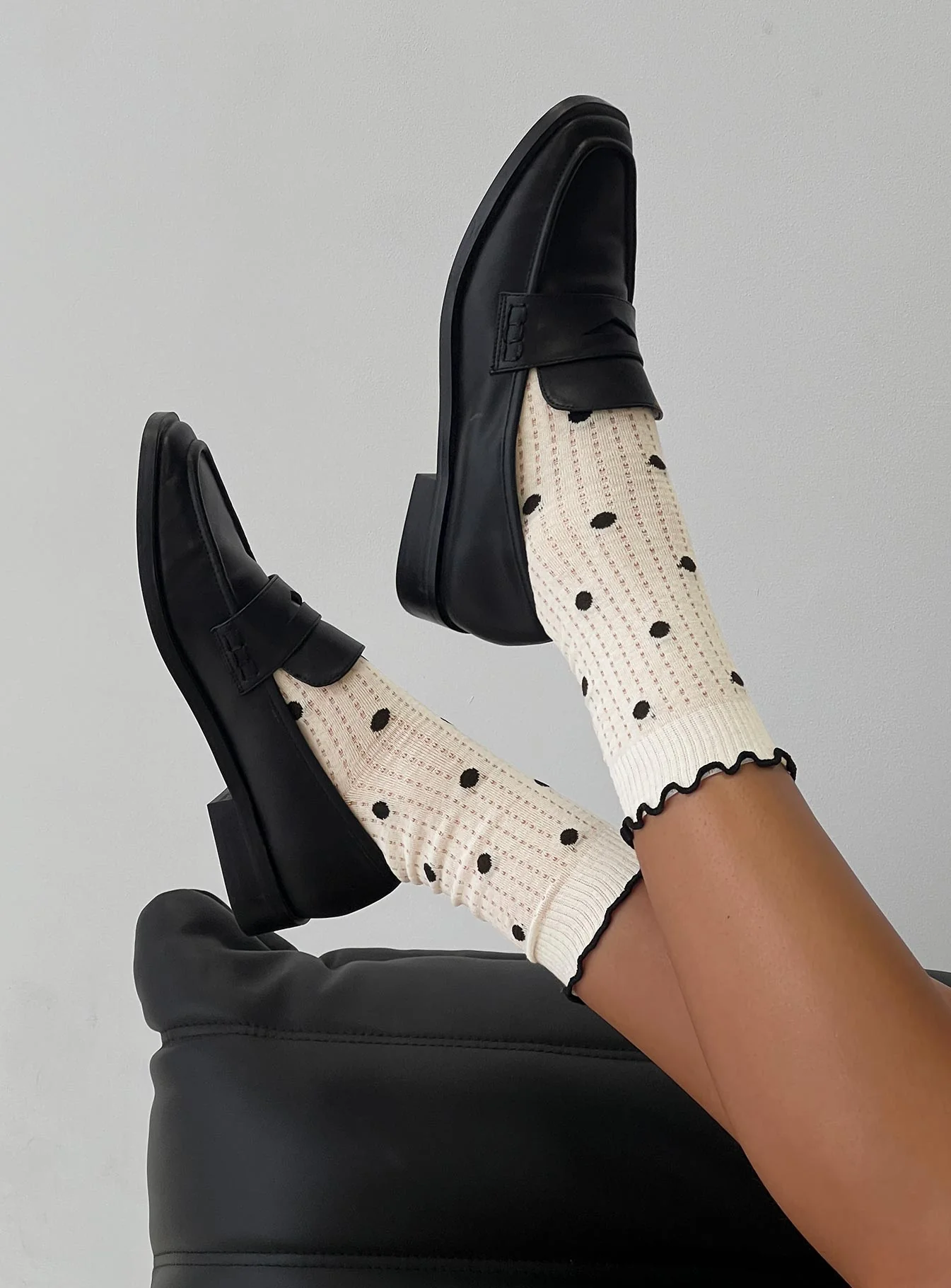Somebody Else Frill Socks White Polka
