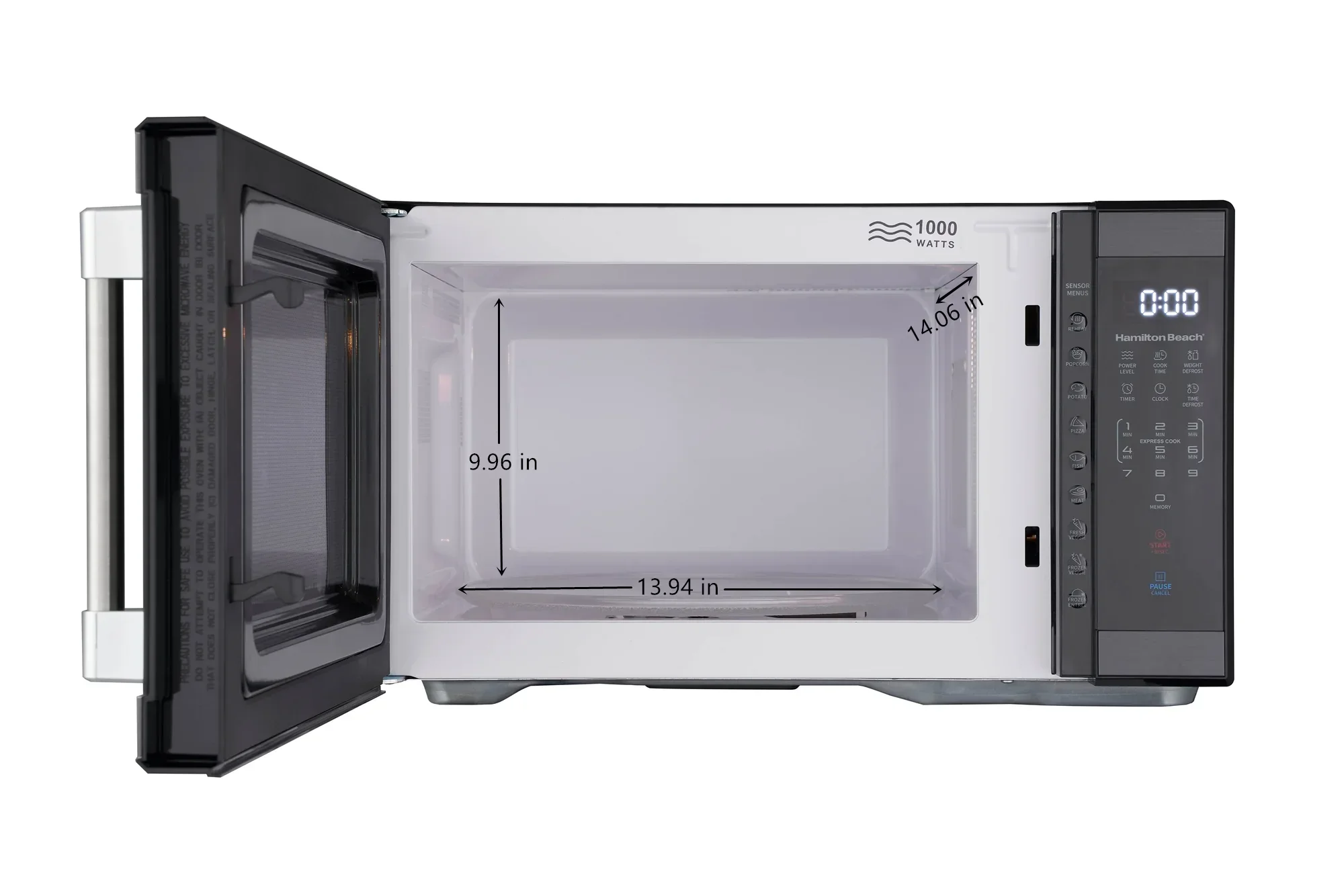 Hamilton Beach 1.1 Cu. Ft. Microwave Oven, Countertop, Black and Stainless Steel