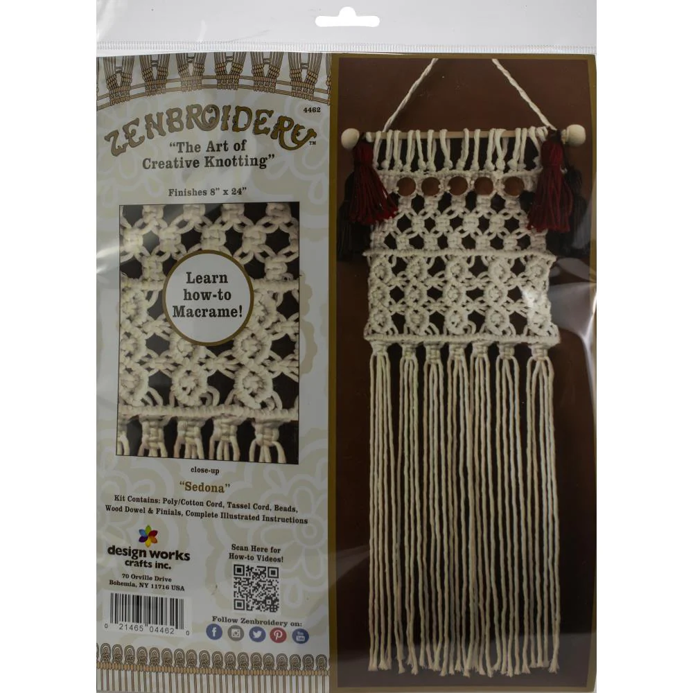 Design Works/Zenbroidery Macramé Wall Hanging Kit, Sedona- 8"x24"