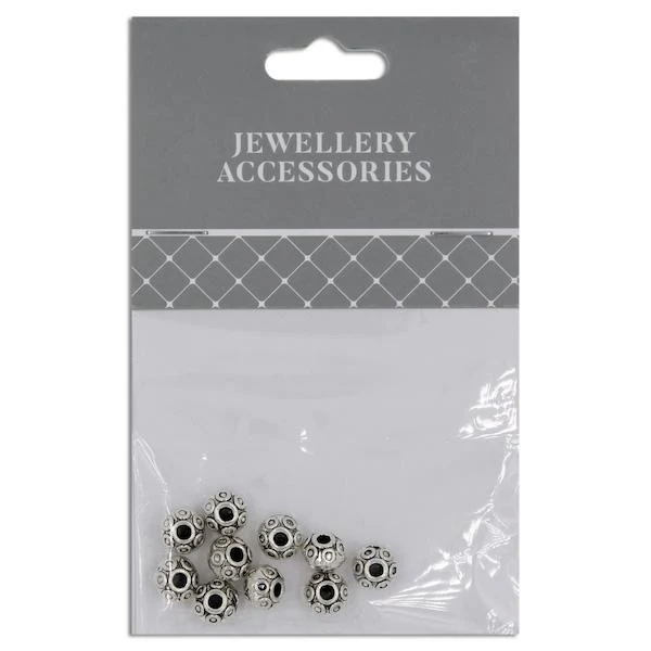 8mm Ball Spacer, Silver- 10pc- Sullivans