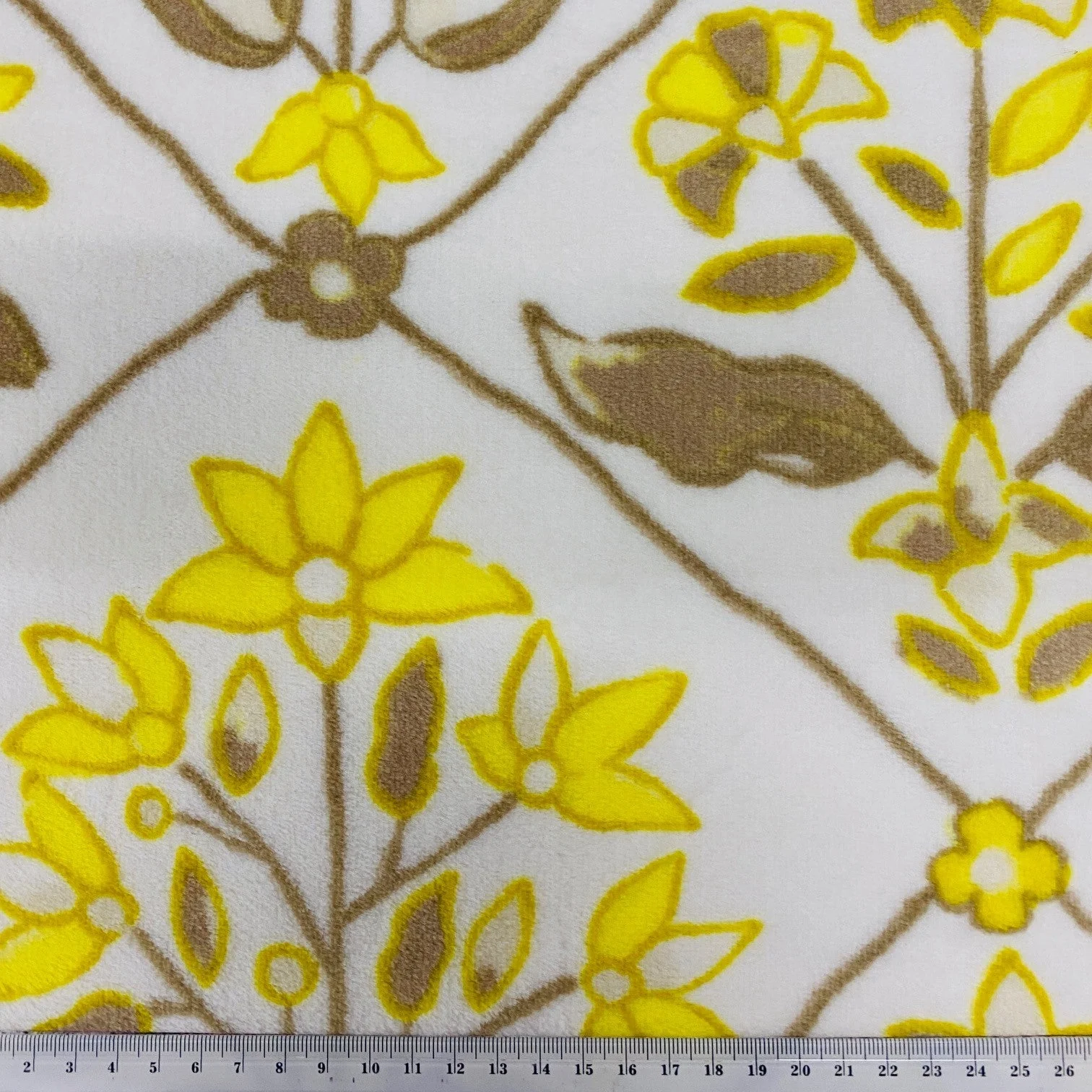 Printed Coral Fleece Fabric, White Flower Tree-155cm