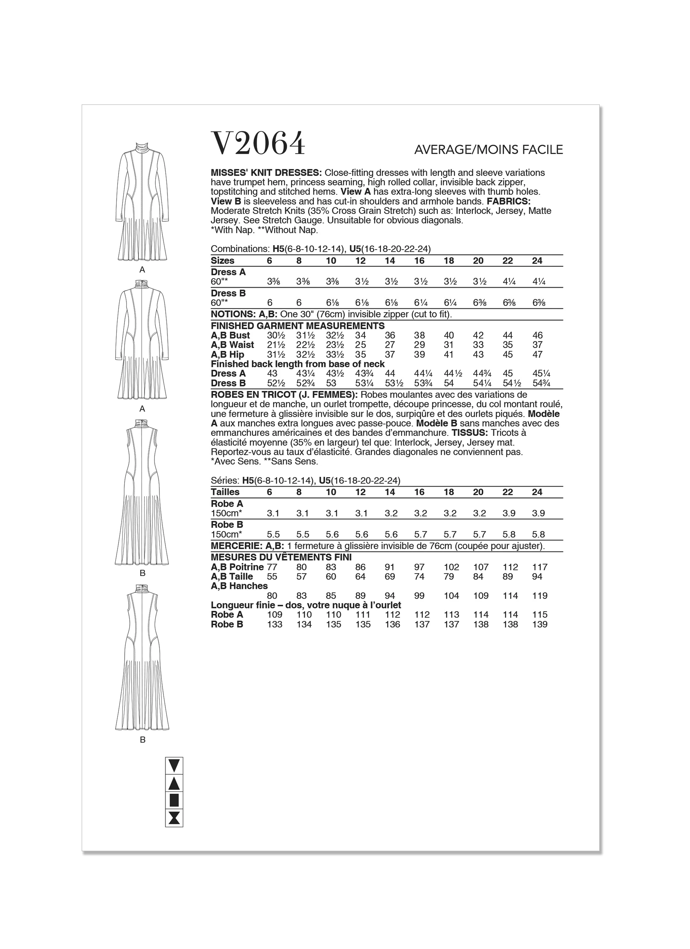 Vogue Pattern V2064 Misses' Dress