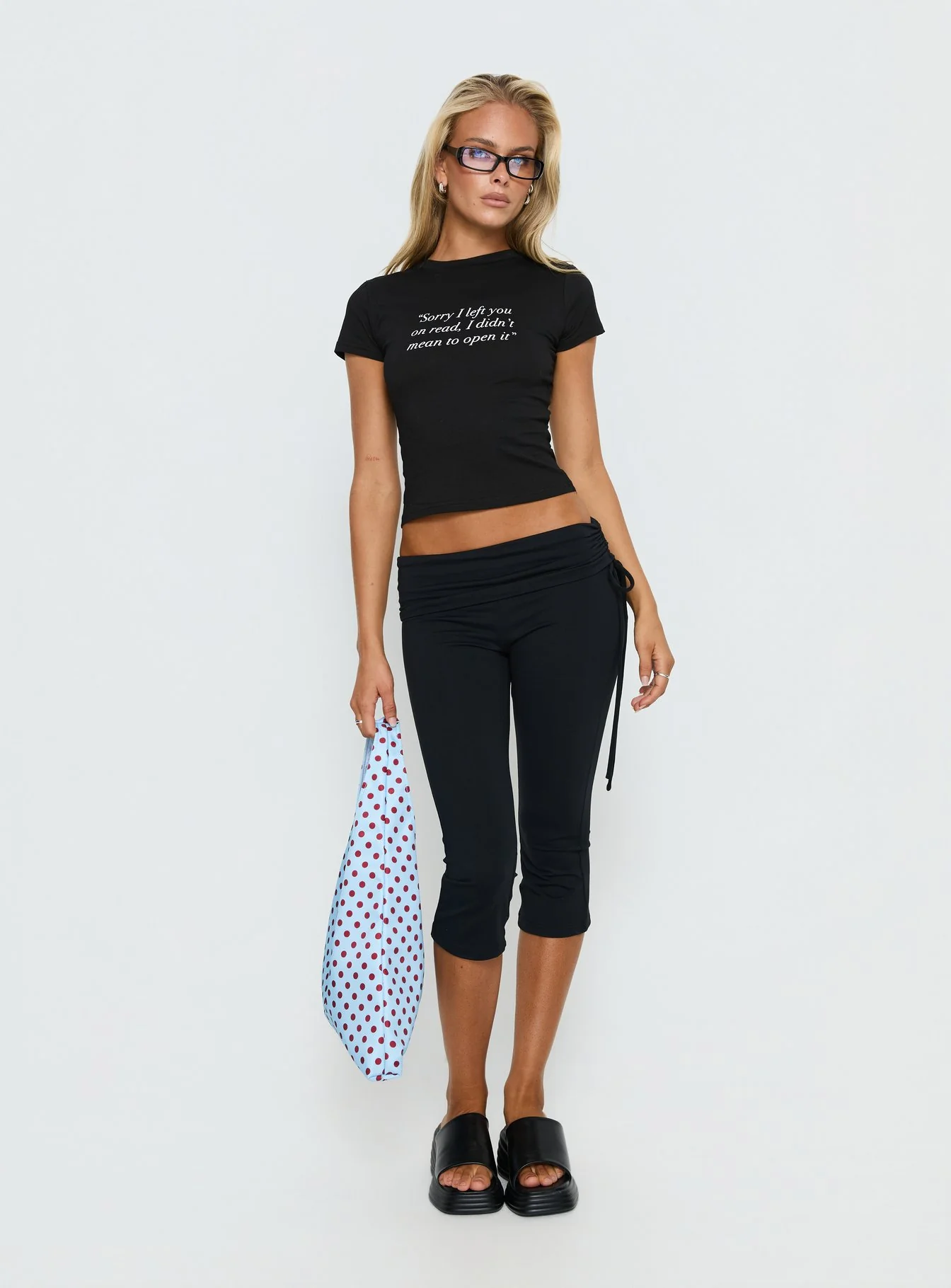 Read Receipts Graphic Baby Tee Black