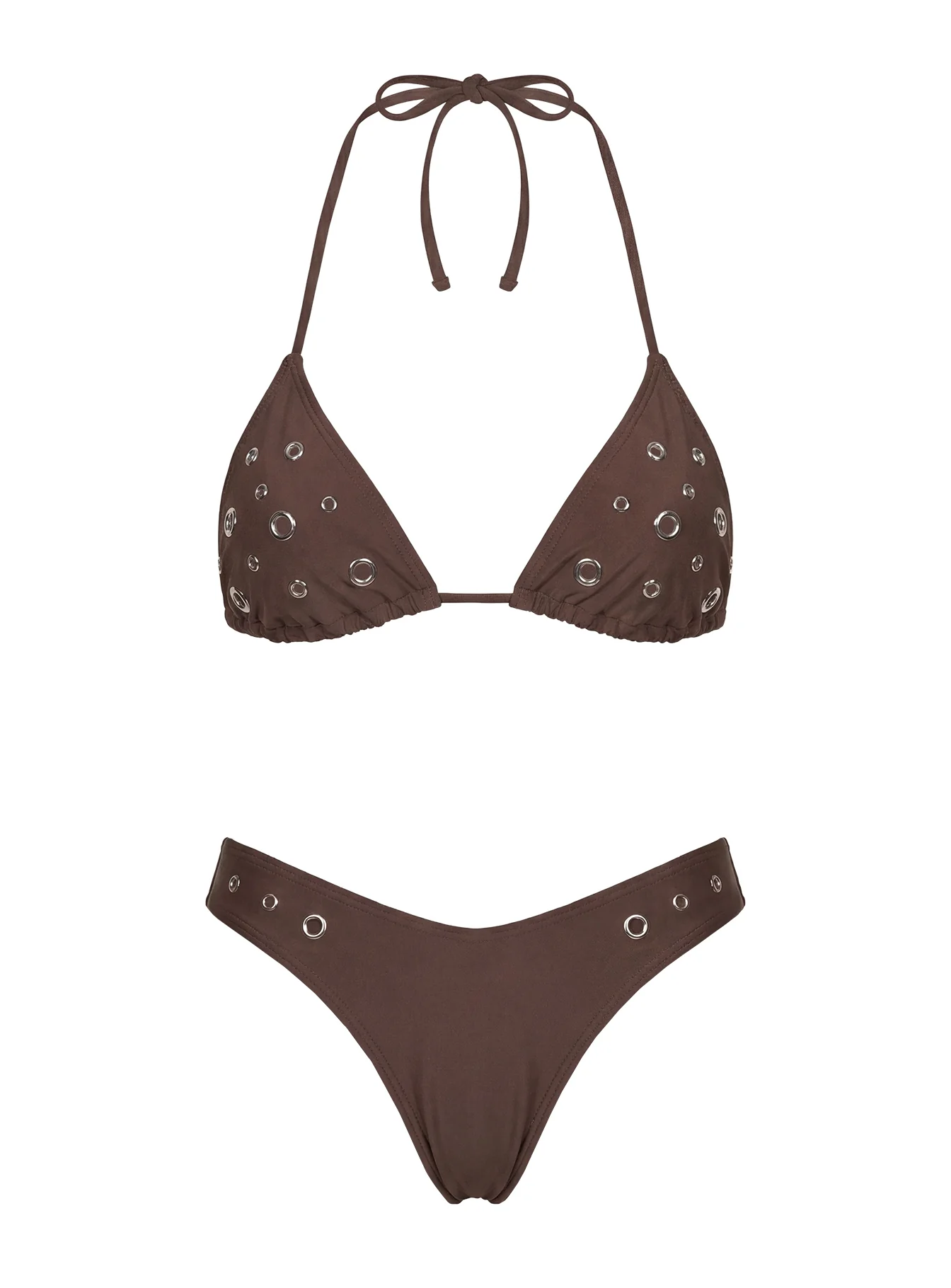 Soft Summer Eyelet Detail Bikini Bottoms Brown