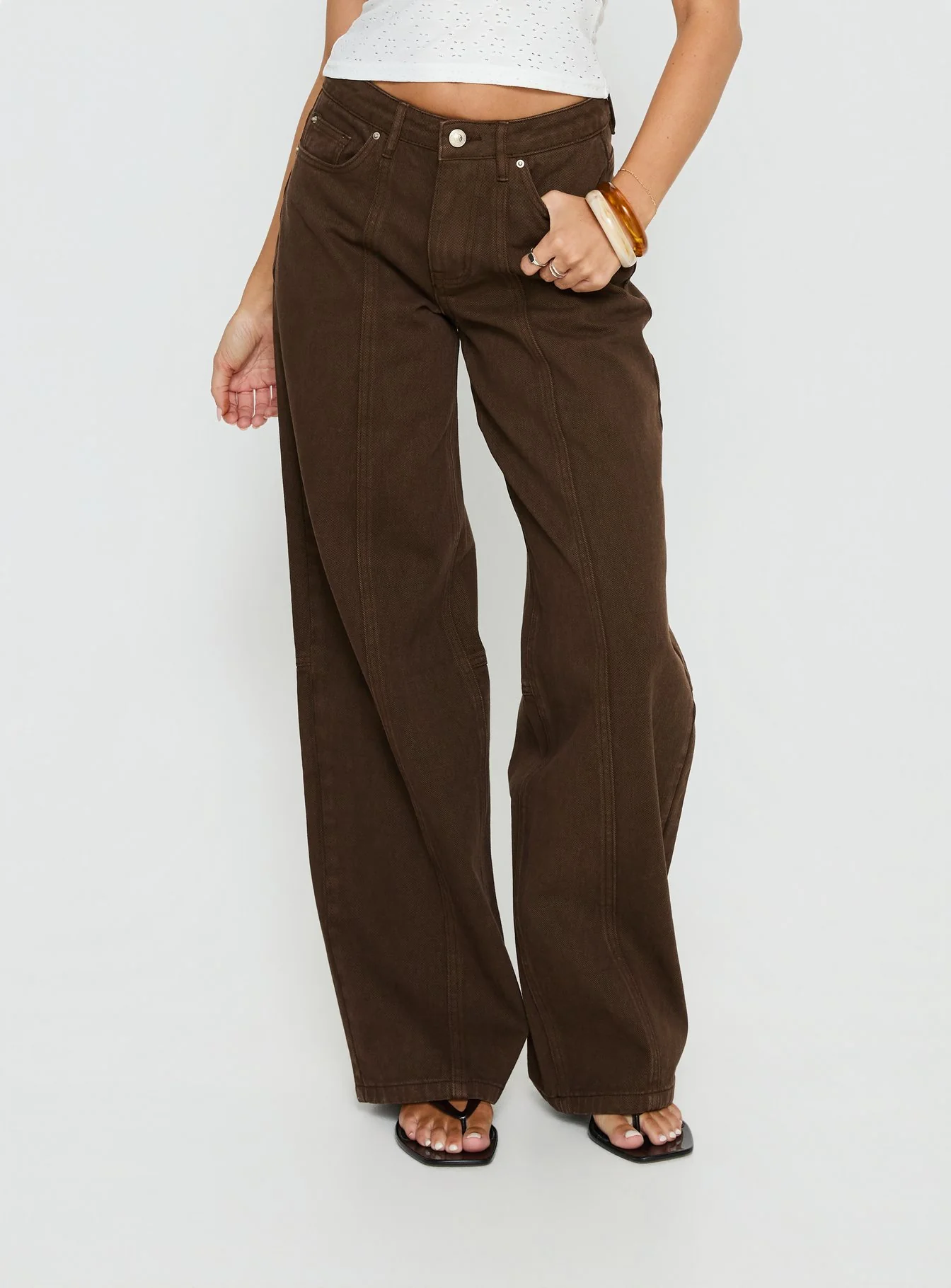 Lando Low Rise Straight Leg Jeans Chocolate