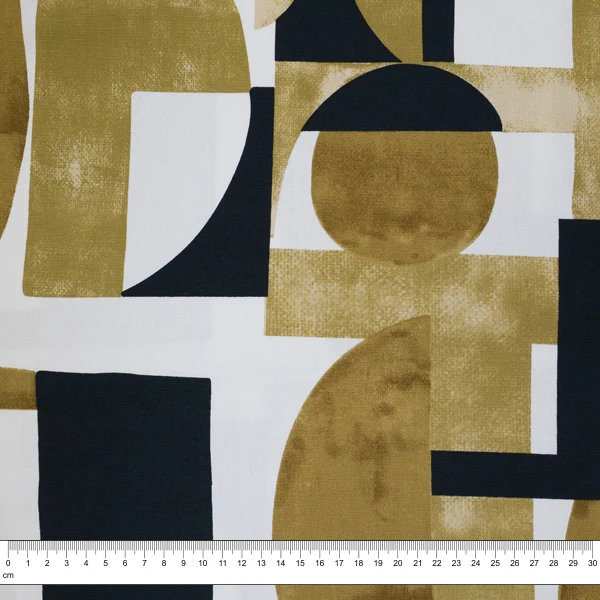 Cotton Duck Fabric, Retro Mustard Print- Width 145cm