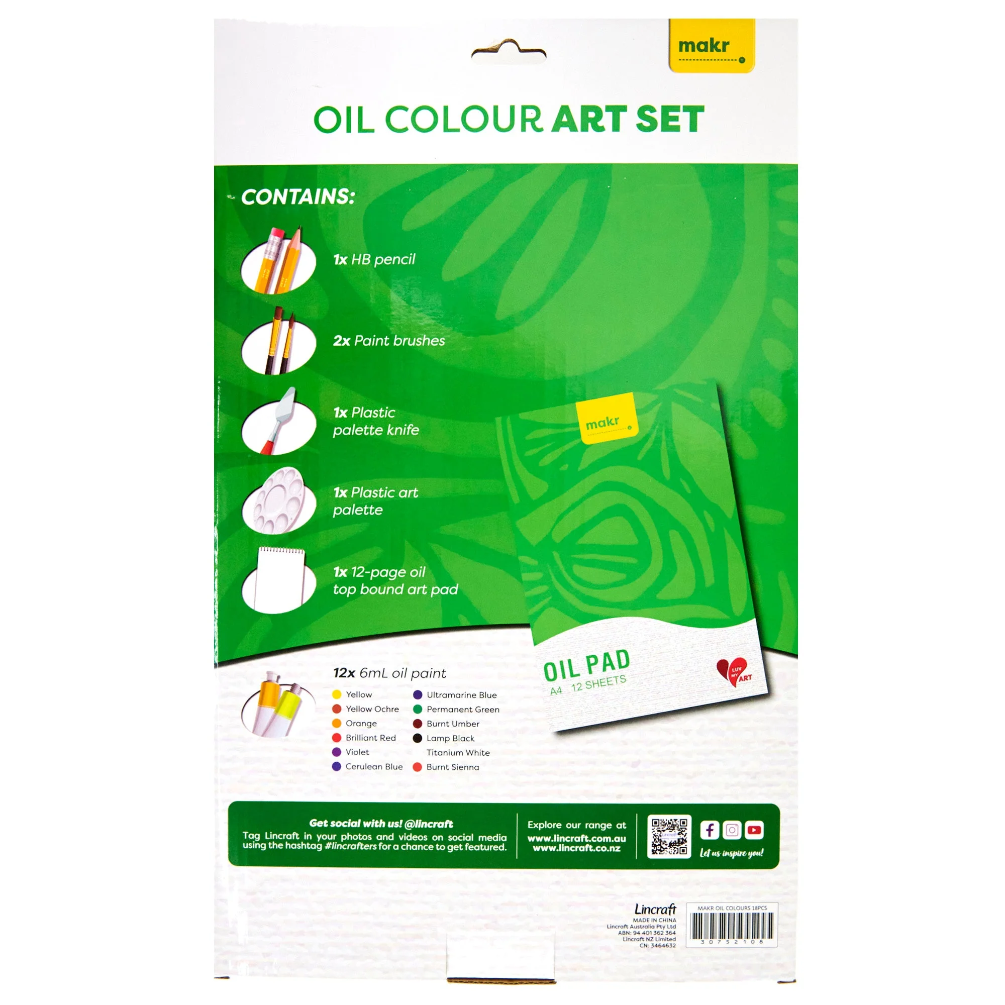 Makr I Love Art Set Oil Paint Set- 18pc