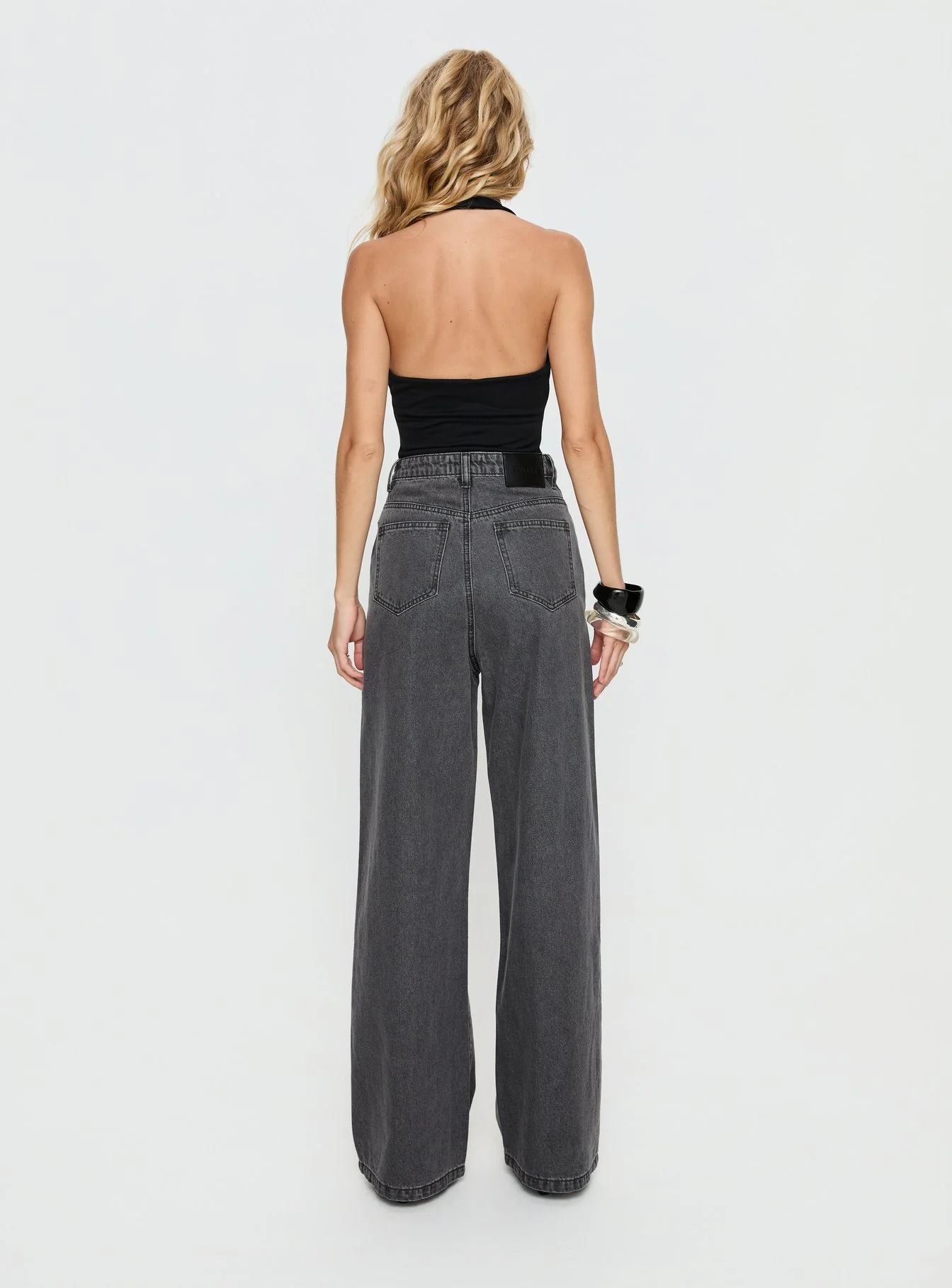 Nicolo High Rise Straight Leg Jeans Washed Grey