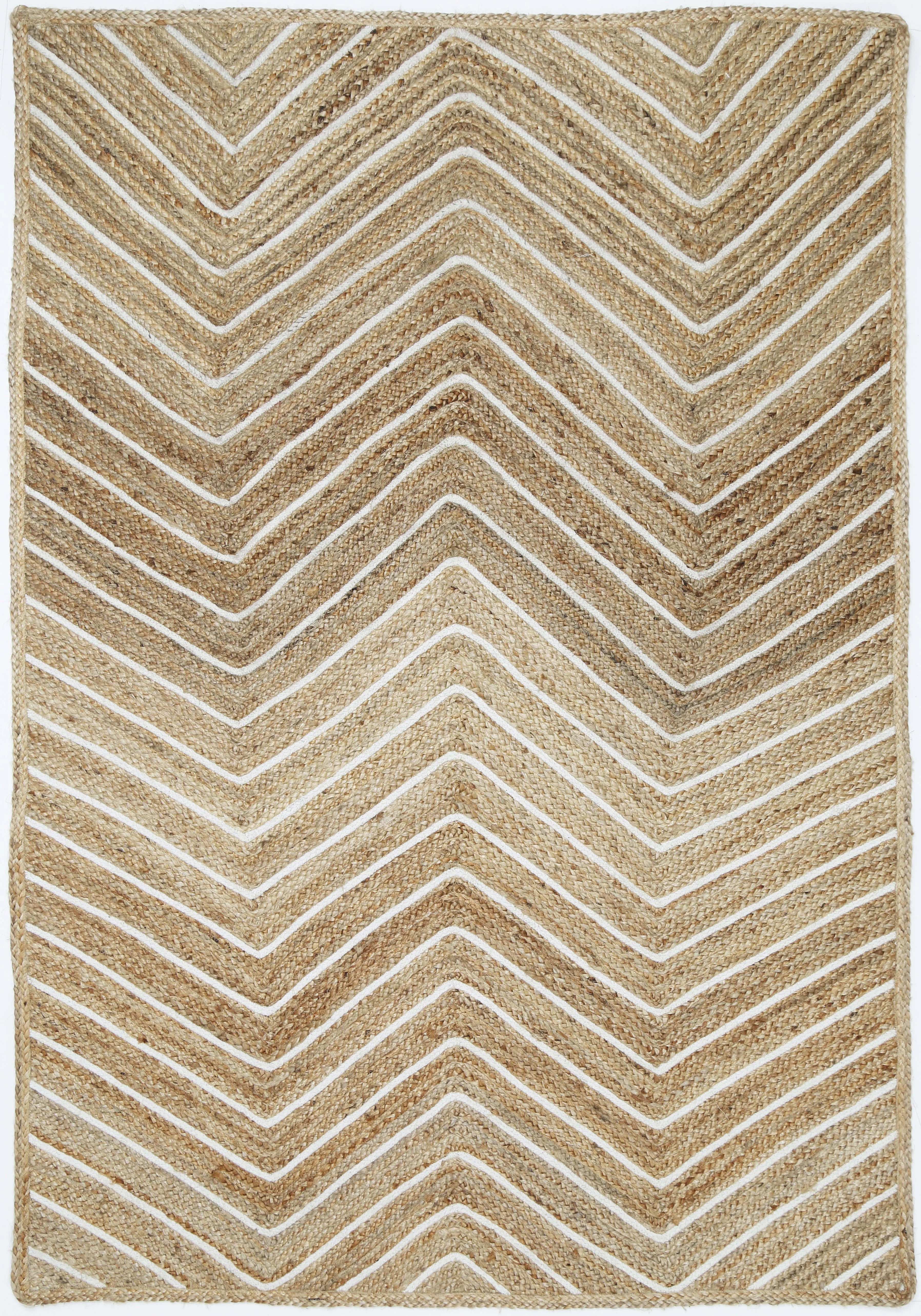 Wright Chevron Natural and White Rug