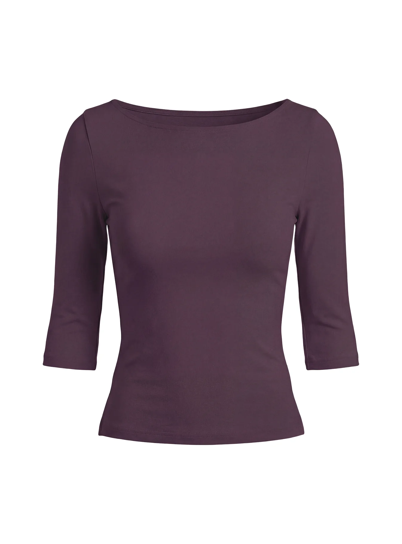 Daily Define Boatneck 3/4 Sleeve Top Aubergine