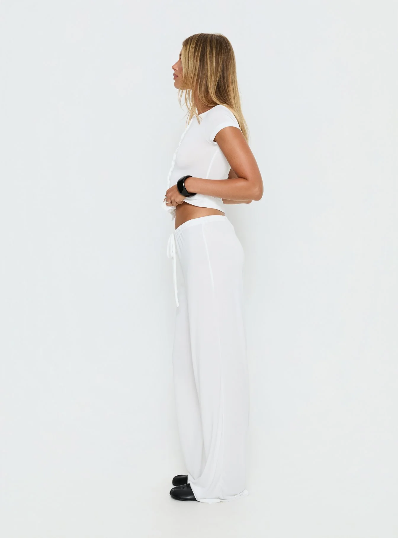 Gavrielle Jersey Wide Leg Pants White