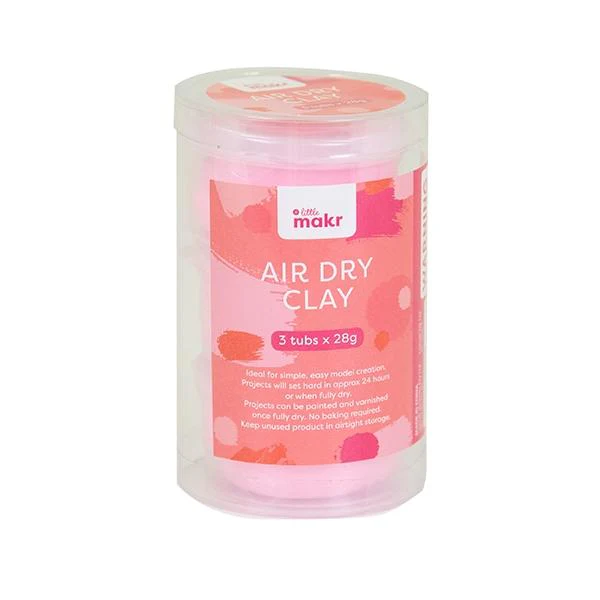 Little Makr 28g Air Dry Clay Mini Tubs, Fairy Floss Pink- 3pk