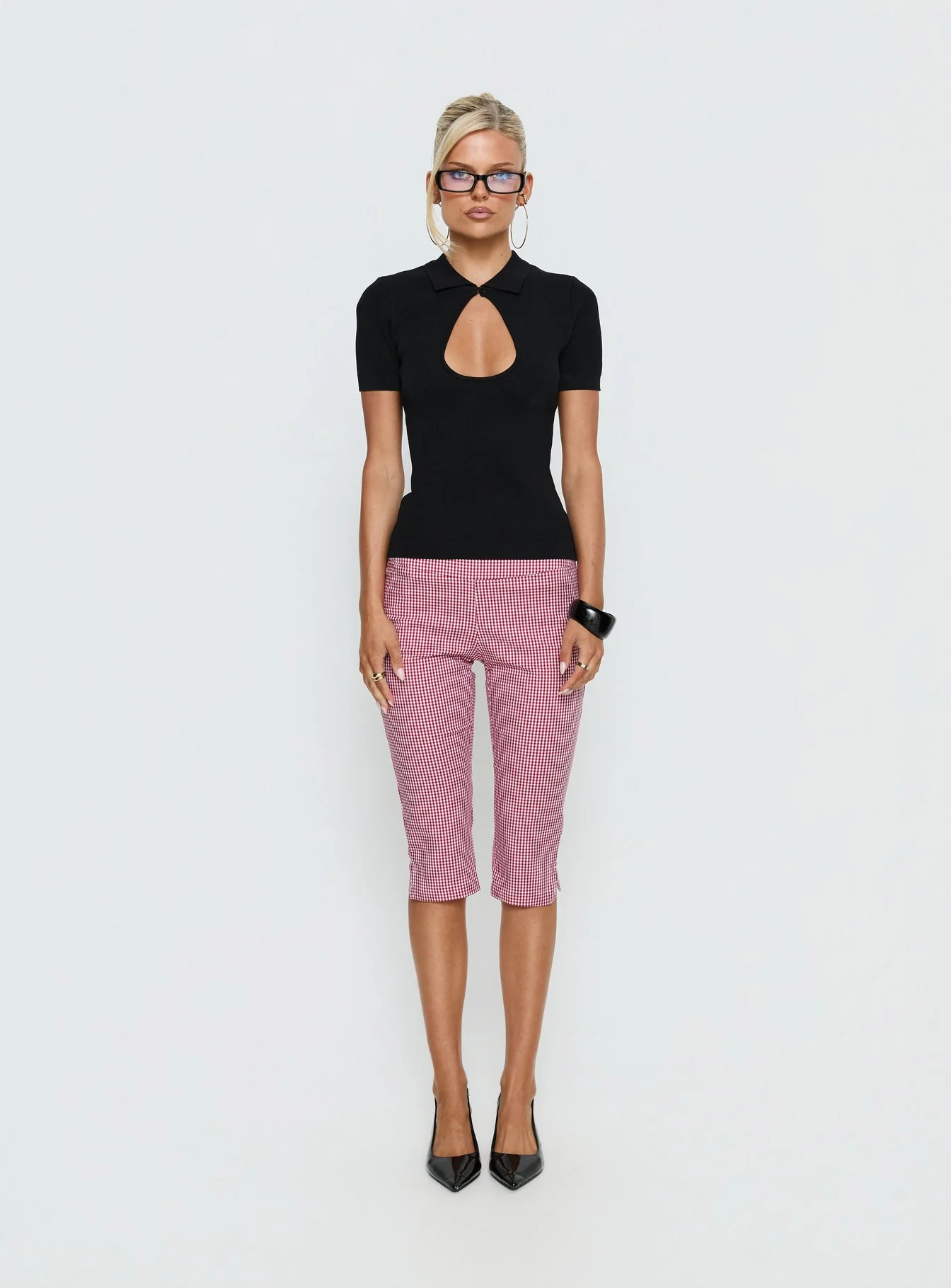 Rossie Capri Pants Red Gingham
