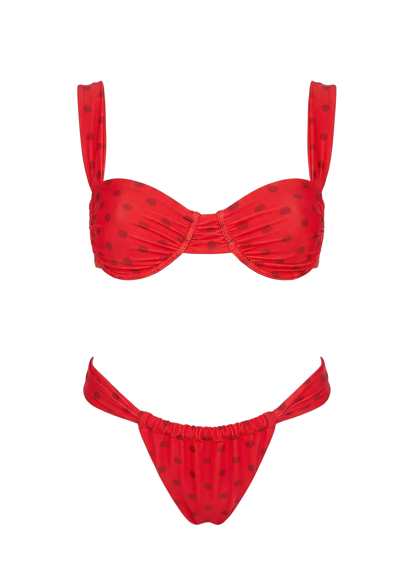 Heatwave Halo Underwire Bikini Top Red Polka