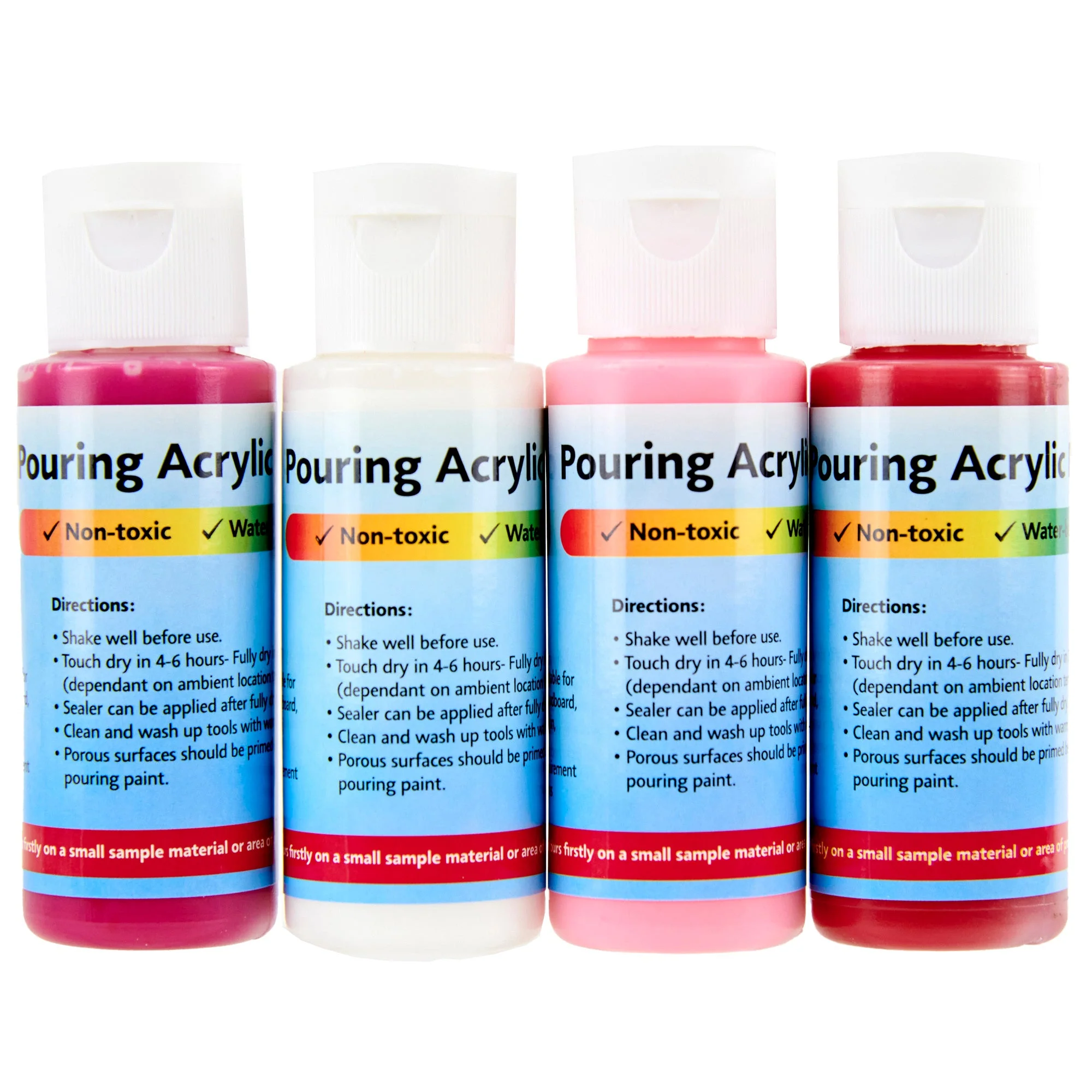 Makr Paint Pour Kit, Red Planet (Pink, Fuchsia, White, Deep Red)- 4pk